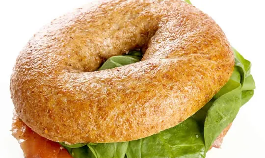 A bagel, a tough bread that is hard to bite with braces